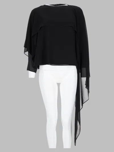 Mm6 Maison Margiela Asymmetric Draped Long-sleeve Blouse In Black