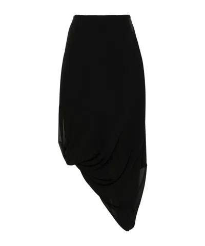 Mm6 Maison Margiela Asymmetrischer Midirock In Black