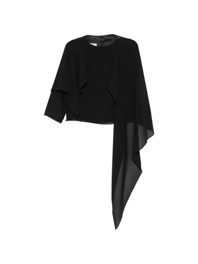 Mm6 Maison Margiela Asymmetric Draped-panel Blouse In Black