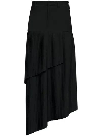 Mm6 Maison Margiela Long Pleated Skirt In Black