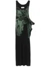 Mm6 Maison Margiela Black & Green Basic Jersey Maxi Dress In Black