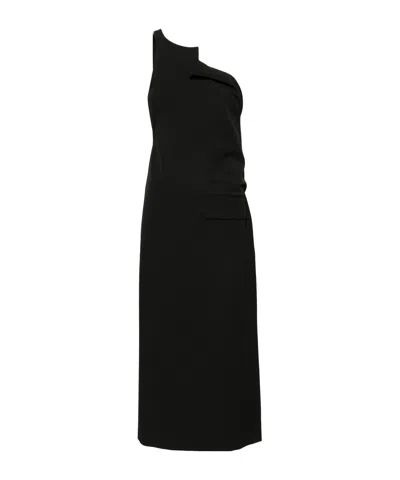 Mm6 Maison Margiela Asymmetric-neck Twill Top In Black
