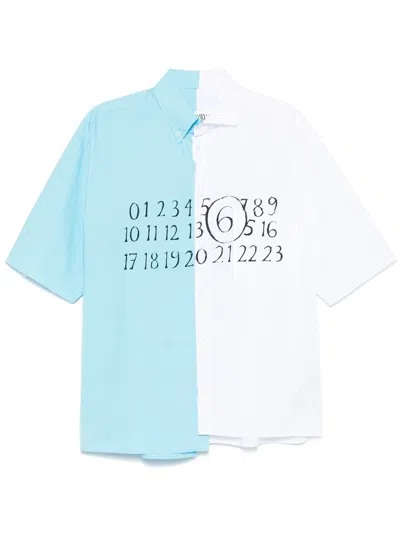 Mm6 Maison Margiela Asymmetric Poplin Shirt In Blue