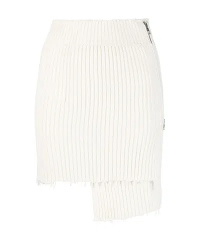 Mm6 Maison Margiela Asymmetric Rib Knit Skirt In White