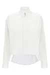 Mm6 Maison Margiela Collared Asymmetric Shirt Contrast Panel In White