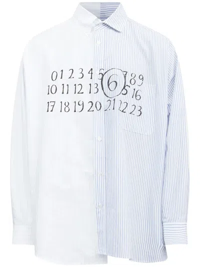 Mm6 Maison Margiela Striped Panelled Shirt In White