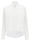 Mm6 Maison Margiela Collared Asymmetric Shirt Contrast Panel In White