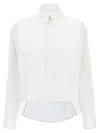 Mm6 Maison Margiela Collared Asymmetric Shirt Contrast Panel In White