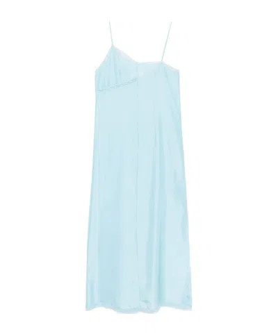 Mm6 Maison Margiela Asymmetric Silk Maxi Dress In Blue