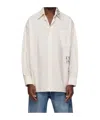Mm6 Maison Margiela Off-white Asymmetric Striped Poplin Shirt In White