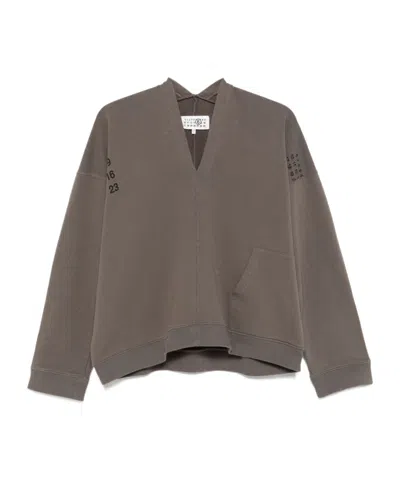 Mm6 Maison Margiela Asymmetric Sweatshirt In Brown