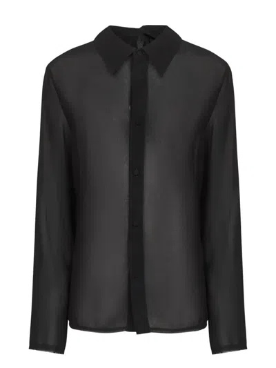 Mm6 Maison Margiela Asymmetrical Collar Shirt Woman Black