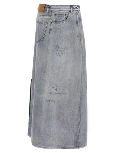 Mm6 Maison Margiela Asymmetrical Construction Skirt Skirts Light Blue In Gray