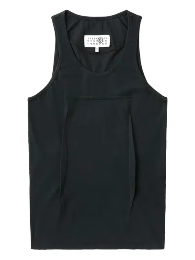 Mm6 Maison Margiela Asymmetrical-panel Tank Top In Black
