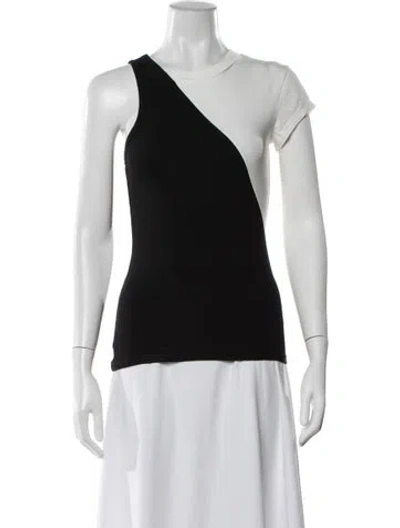 Pre-owned Mm6 Maison Margiela Asymmetrical Short Sleeve Top In Black