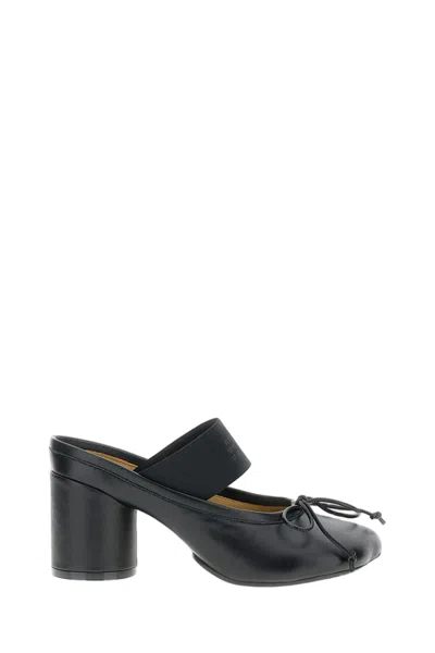 Mm6 Maison Margiela Anatomical Black Goat Leather Sandals With Bow Detail