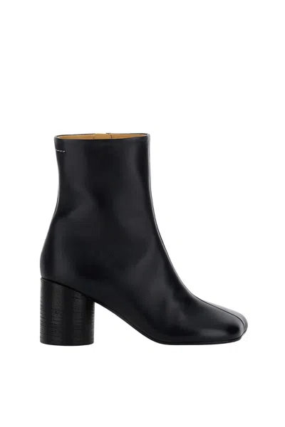 Mm6 Maison Margiela Asymmetrical Toe Leather Ankle Boot In Animal Print