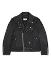 Mm6 Maison Margiela Men's Washed-effect Biker Jacket In Black
