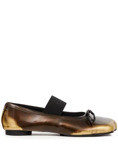 Mm6 Maison Margiela Atomic Leather Ballerina Shoes In Brown