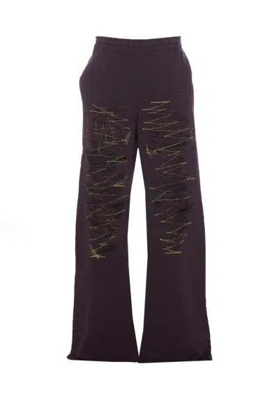 MM6 MAISON MARGIELA AUBERGINE COTTON JOGGERS