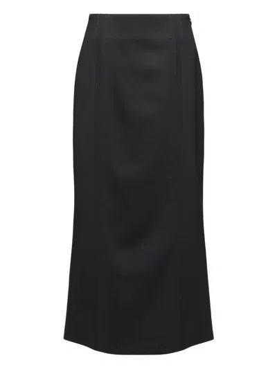 Mm6 Maison Margiela Back-slit Midi Skirt In Black