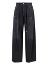 Mm6 Maison Margiela Baggy Jeans In Black Cotton Denim In Black