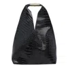 Mm6 Maison Margiela New Japanese Bag In Crocodile-embossed Leather In Black
