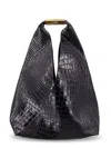 Mm6 Maison Margiela New Japanese Bag In Crocodile-embossed Leather In Black