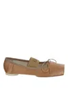 Mm6 Maison Margiela Mm6 By Maison Margiela Ballerina Flats With Logo And Bow Detail In Light Brown
