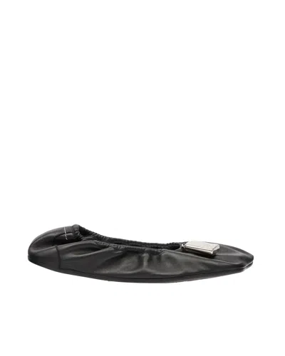 Mm6 Maison Margiela Soft Leather Ballerina Flats With Gathered Edging In Multi
