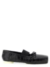 Mm6 Maison Margiela Ballerina Shoes With Bow And Crocodile Effect In Black