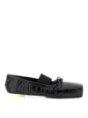 Mm6 Maison Margiela Ballerina Shoes With Bow And Crocodile Effect In Black