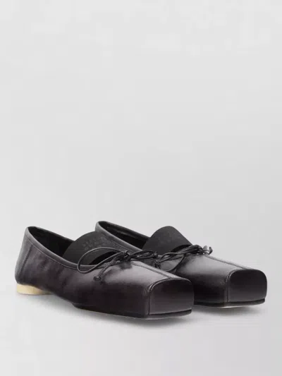 Mm6 Maison Margiela Ballet Flats Calfskin Square Toe Bow In Brown