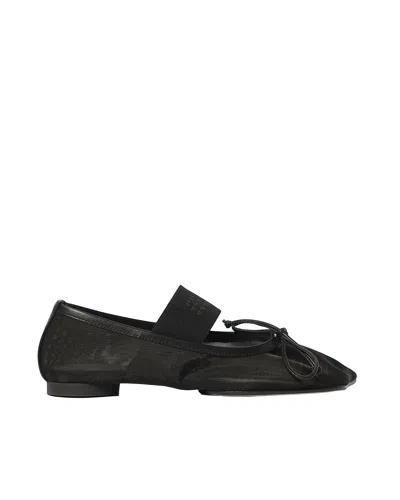 Mm6 Maison Margiela Ballet Flats In Transparent Mesh With Anatomical Square Toe In Black