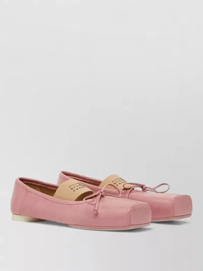 Mm6 Maison Margiela Ballet Flats Square Front Bow Detail In Pink