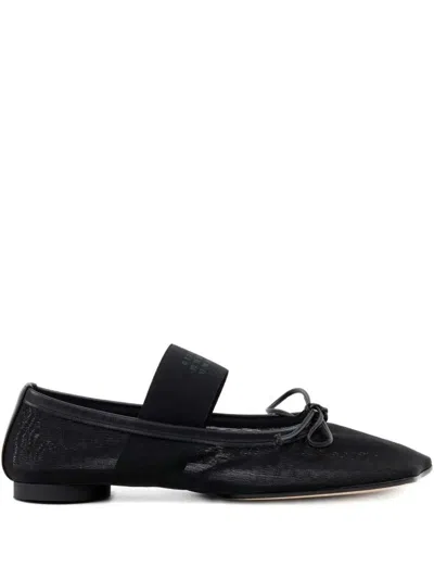 Mm6 Maison Margiela Numeric Anatomic Ballerina Flats In Nylon And Leather Black