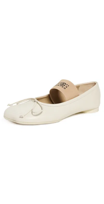 Mm6 Maison Margiela Round Toe Bow Detail Lace-up Shoes In Ivory