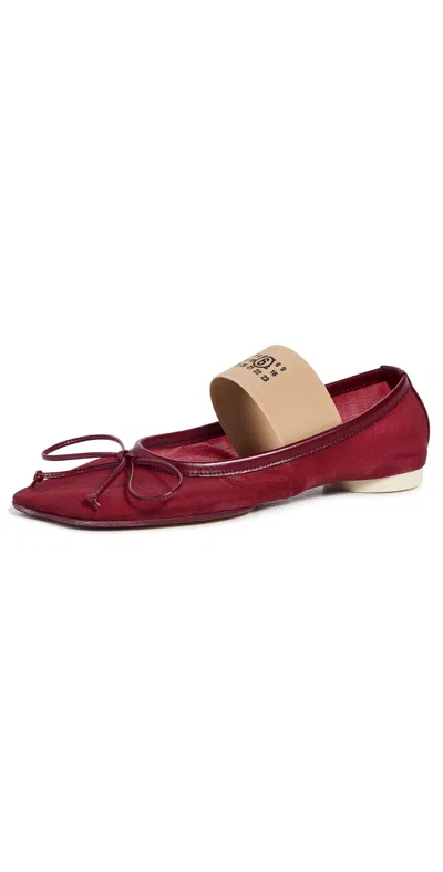 Mm6 Maison Margiela Numeric Anatomic Ballet Flats With Transparent Finish In Red