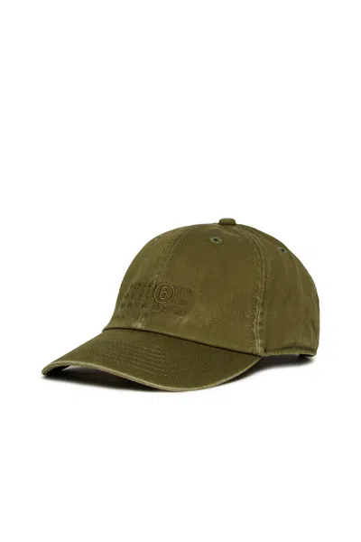 Mm6 Maison Margiela Baseball Cap In Gabardine With A Worn Effect In Black