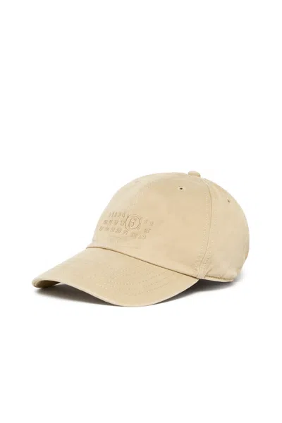 Mm6 Maison Margiela Baseball Cap In Gabardine With A Worn Effect In Brown