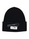 Mm6 Maison Margiela Ribbed Tape Cotton Beanie In Black