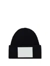 Mm6 Maison Margiela "wool Beanie Hat With Large Logo Patch" In Black