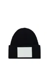 Mm6 Maison Margiela "wool Beanie Hat With Large Logo Patch" In Black