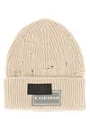 Mm6 Maison Margiela Knit Ribbed Hat Distressed Detailing In Neutral