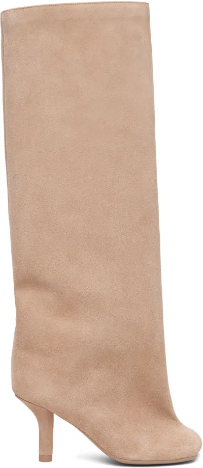 Mm6 Maison Margiela Beige Anatomic Tall Boots In Pink