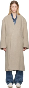 Mm6 Maison Margiela Beige Belted Wool Coat In 124 Beige