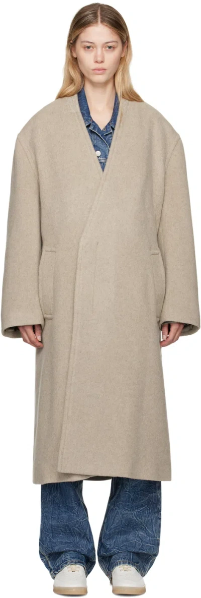 Mm6 Maison Margiela Beige Belted Wool Coat In 124 Beige