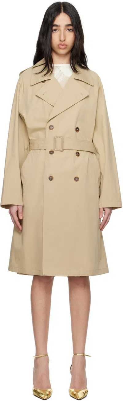 Mm6 Maison Margiela Beige Cotton Gabardine Trench Coat In 113 Beige