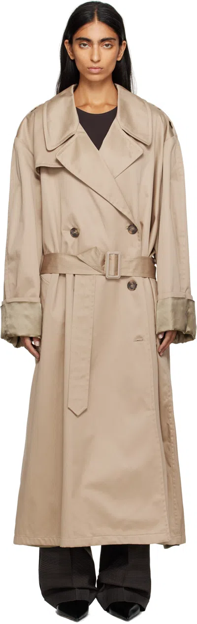 Mm6 Maison Margiela Beige Cotton Trench Coat In Brown