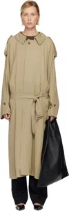 Mm6 Maison Margiela Beige Draped Panel Trench Coat In Multi